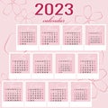 Square Calendars for every month of the year, calendar for 2023, monthly calendar with calligraphy